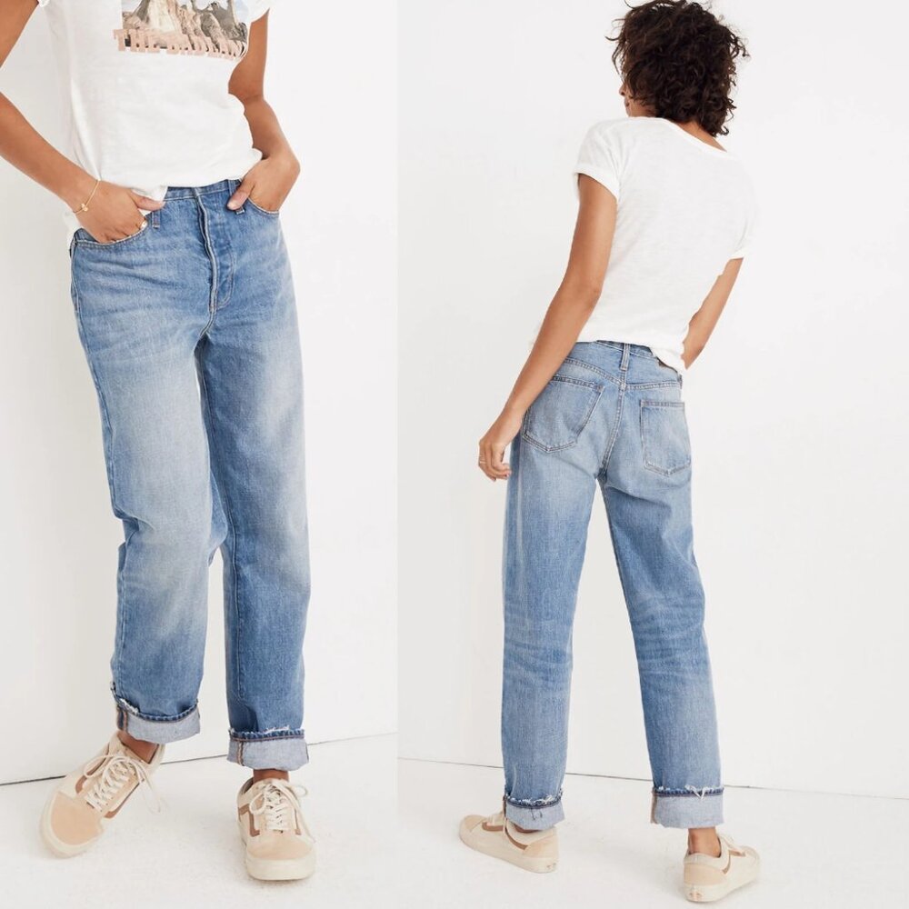 Madewell The Dadjean Jeans Brenford Medium Wash Blue High Rise Relaxed Size 26